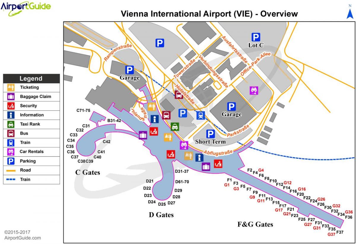 Ramani ya Vienna airport marudio