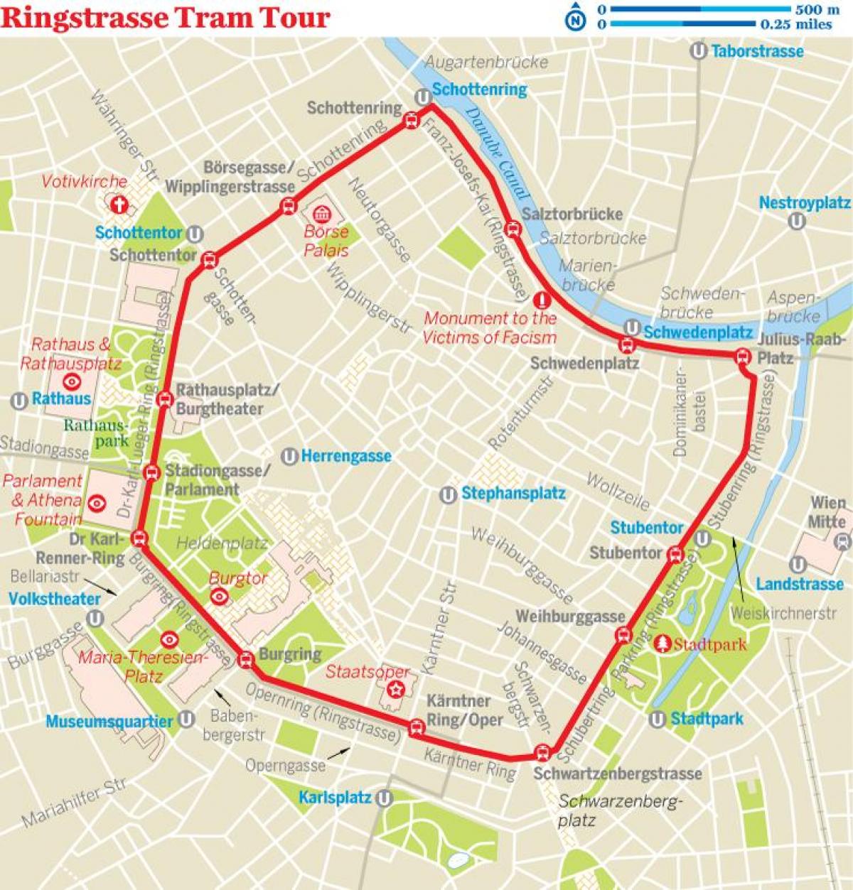 Vienna pete tram ramani ya njia